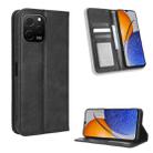 For Huawei nova Y61 Magnetic Buckle Retro Texture Leather Phone Case(Black) - 1