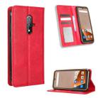 For Blackview BV5200 Magnetic Buckle Retro Texture Leather Phone Case(Red) - 1