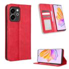 For Honor 80 SE 5G Magnetic Buckle Retro Texture Leather Phone Case(Red) - 1