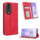 For Honor 80 5G Magnetic Buckle Retro Texture Leather Phone Case(Red) - 1