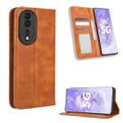 For Honor 80 5G Magnetic Buckle Retro Texture Leather Phone Case(Brown) - 1