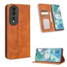 For Honor 80 Pro 5G Magnetic Buckle Retro Texture Leather Phone Case(Brown) - 1