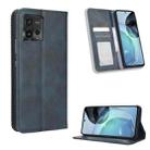 For Motorola Moto G72 4G Magnetic Buckle Retro Texture Leather Phone Case(Blue) - 1