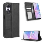 For OPPO A58 5G Magnetic Buckle Retro Texture Leather Phone Case(Black) - 1