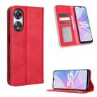 For OPPO A58 5G Magnetic Buckle Retro Texture Leather Phone Case(Red) - 1