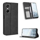 For Tecno Pop 6 Pro BE8 Magnetic Buckle Retro Texture Leather Phone Case(Black) - 1