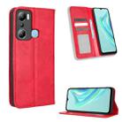 For Infinix Hot 20i Magnetic Buckle Retro Texture Leather Phone Case(Red) - 1