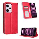 For Xiaomi Redmi Note 12 Pro 5G Magnetic Buckle Retro Texture Leather Phone Case(Red) - 1
