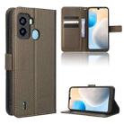 For Tecno Pop 6 BE7 Diamond Texture Leather Phone Case(Brown) - 1