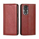 For Honor 80 Grid Texture Magnetic Flip Leather Phone Case(Red) - 1