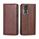 For Honor 80 Grid Texture Magnetic Flip Leather Phone Case(Brown) - 1