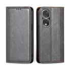 For Honor 80 Pro Grid Texture Magnetic Flip Leather Phone Case(Grey) - 1