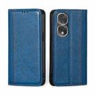 For Honor 80 Pro Grid Texture Magnetic Flip Leather Phone Case(Blue) - 1