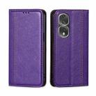 For Honor 80 Pro Grid Texture Magnetic Flip Leather Phone Case(Purple) - 1