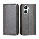For Huawei nova 10 SE Grid Texture Magnetic Flip Leather Phone Case(Grey) - 1
