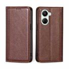 For Huawei nova 10 SE Grid Texture Magnetic Flip Leather Phone Case(Brown) - 1