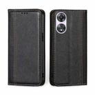 For OPPO A58 5G Grid Texture Magnetic Flip Leather Phone Case(Black) - 1