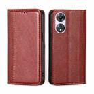 For OPPO A58 5G Grid Texture Magnetic Flip Leather Phone Case(Red) - 1