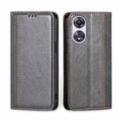 For OPPO A58 5G Grid Texture Magnetic Flip Leather Phone Case(Grey) - 1