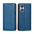 For OPPO A58 5G Grid Texture Magnetic Flip Leather Phone Case(Blue) - 1