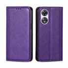 For OPPO A58 5G Grid Texture Magnetic Flip Leather Phone Case(Purple) - 1