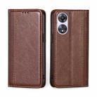 For OPPO A58 5G Grid Texture Magnetic Flip Leather Phone Case(Brown) - 1