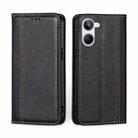 For Realme 10 4G Grid Texture Magnetic Flip Leather Phone Case(Black) - 1