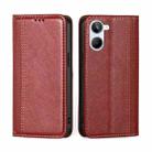 For Realme 10 4G Grid Texture Magnetic Flip Leather Phone Case(Red) - 1