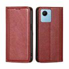 For Realme C30s Grid Texture Magnetic Flip Leather Phone Case(Red) - 1