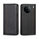 For vivo X90 Grid Texture Magnetic Flip Leather Phone Case(Black) - 1