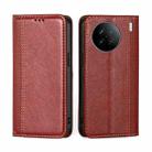 For vivo X90 Grid Texture Magnetic Flip Leather Phone Case(Red) - 1