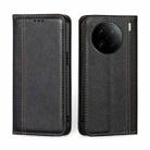 For vivo X90 Pro+ Grid Texture Magnetic Flip Leather Phone Case(Black) - 1