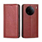 For vivo X90 Pro+ Grid Texture Magnetic Flip Leather Phone Case(Red) - 1