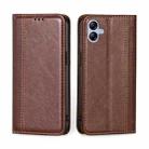 For Samsung Galaxy A04e 4G Grid Texture Magnetic Flip Leather Phone Case(Brown) - 1