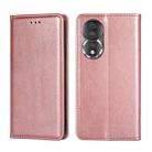 For Honor 80 Gloss Oil Solid Color Magnetic Leather Phone Case(Rose Gold) - 1