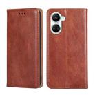 For Huawei nova 10 SE Gloss Oil Solid Color Magnetic Leather Phone Case(Brown) - 1