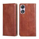 For OPPO A58 5G Gloss Oil Solid Color Magnetic Leather Phone Case(Brown) - 1
