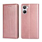 For Realme 10 4G Gloss Oil Solid Color Magnetic Leather Phone Case(Rose Gold) - 1