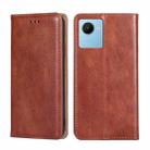 For Realme C30s Gloss Oil Solid Color Magnetic Leather Phone Case(Brown) - 1