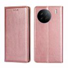 For vivo X90 Gloss Oil Solid Color Magnetic Leather Phone Case(Rose Gold) - 1