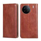 For vivo X90 Gloss Oil Solid Color Magnetic Leather Phone Case(Brown) - 1