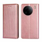 For vivo X90 Pro+ Gloss Oil Solid Color Magnetic Leather Phone Case(Rose Gold) - 1