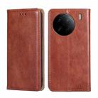 For vivo X90 Pro+ Gloss Oil Solid Color Magnetic Leather Phone Case(Brown) - 1