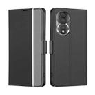 For Honor 80 Twill Texture Side Buckle Leather Phone Case(Black) - 1