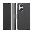 For OPPO A58 5G Twill Texture Side Buckle Leather Phone Case(Black) - 1