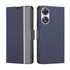 For OPPO A58 5G Twill Texture Side Buckle Leather Phone Case(Blue) - 1