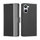 For Realme 10 4G Twill Texture Side Buckle Leather Phone Case(Black) - 1