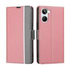 For Realme 10 4G Twill Texture Side Buckle Leather Phone Case(Pink) - 1