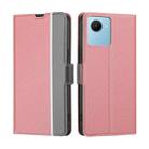For Realme C30s Twill Texture Side Buckle Leather Phone Case(Pink) - 1
