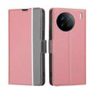 For vivo X90 Twill Texture Side Buckle Leather Phone Case(Pink) - 1